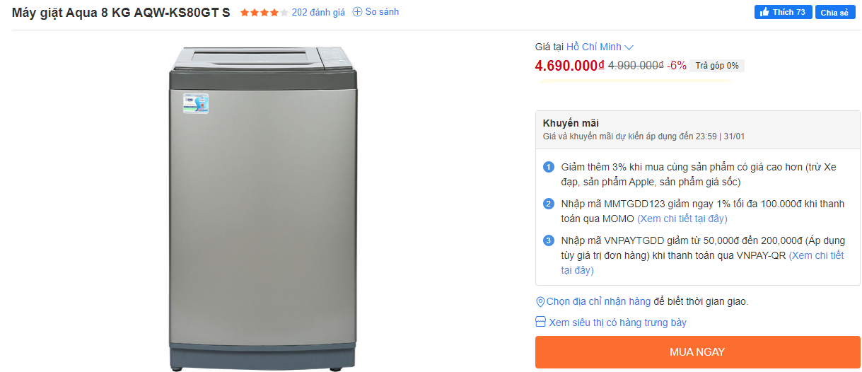 Máy giặt Aqua Inverter đang giảm giá mạnh, chỉ từ 4,69 triệu đồng - 2