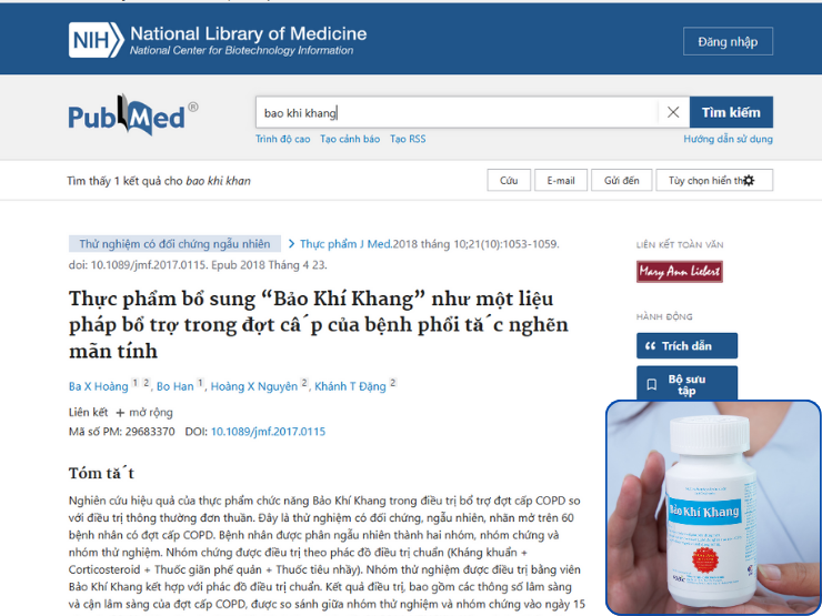 Bảo Khí Khang – Hiệu quả hỗ trợ bệnh hô hấp được Thư viện Y khoa Hoa Kỳ công nhận - 1