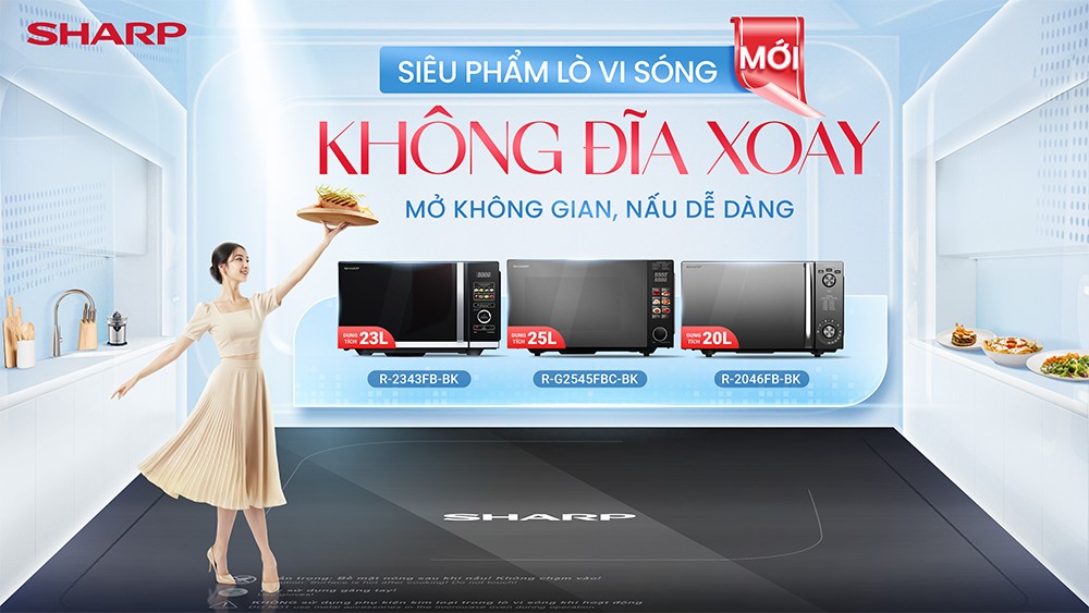 Sharp ra mắt lò vi sóng không đĩa xoay mới: Mở không gian, nấu dễ dàng - 1