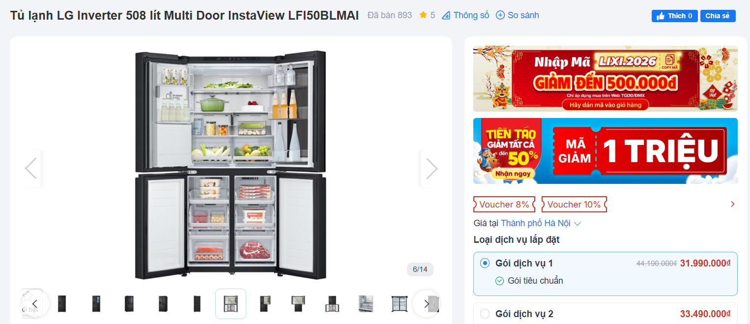 Bảng giá tủ lạnh LG Inverter tháng Chạp: Chỉ từ 6,47 triệu đồng - 1