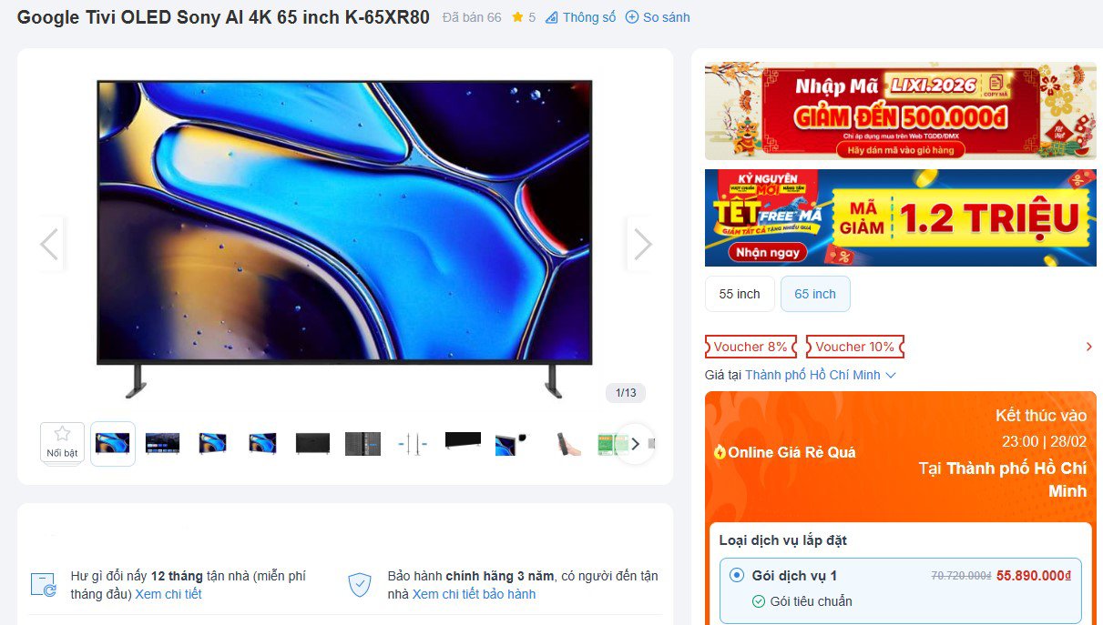 Giá TV Sony tháng Chạp: Giảm tới 25%, nhiều ưu đãi - 1