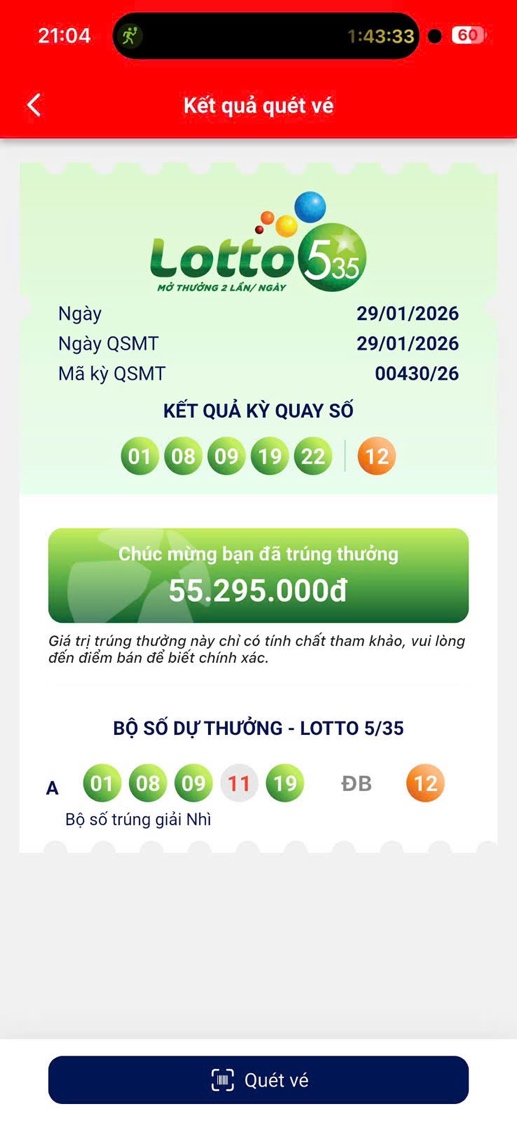 Giải Độc đắc xổ số Lotto 5/35 tiến sát mốc chia giải - 2