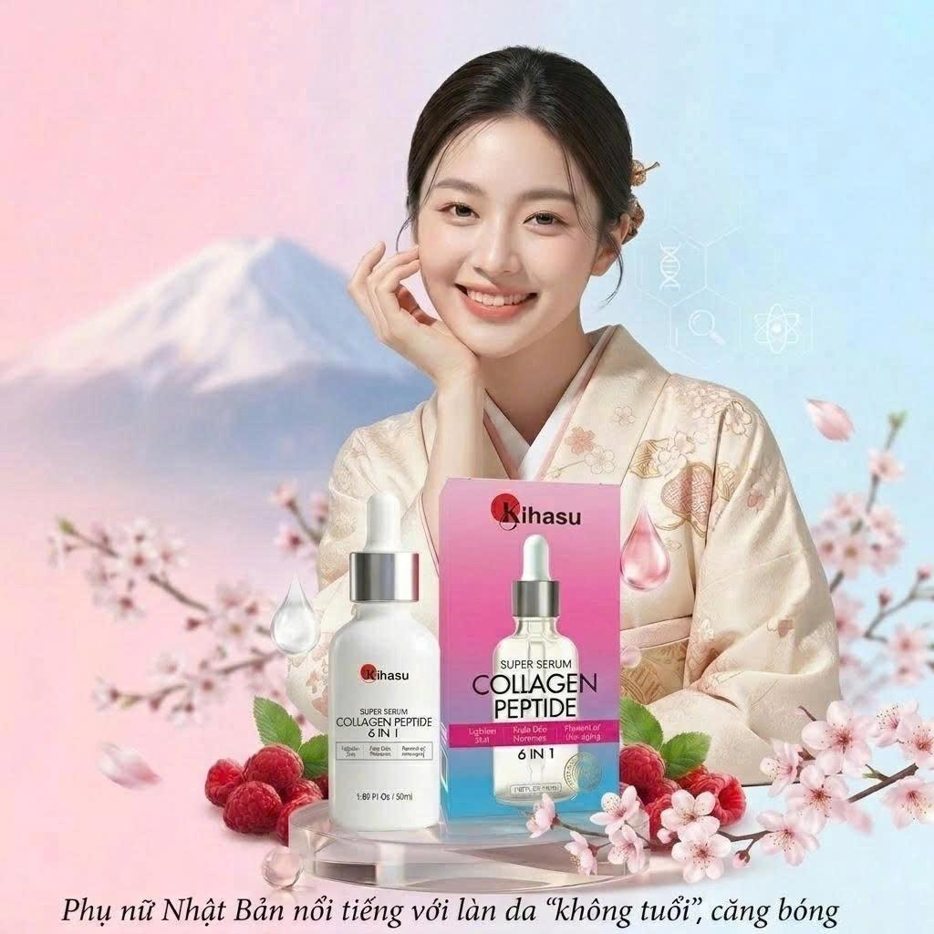 Serum Collagen Peptide Nhật 6in1 Kihasu: “Cú hích” hỗ trợ làm chậm lão hóa, đánh thức làn da sáng mịn - 1