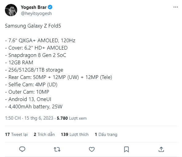 Toàn bộ cấu hình “chất” của Galaxy Z Fold 5 được tiết lộ - 2