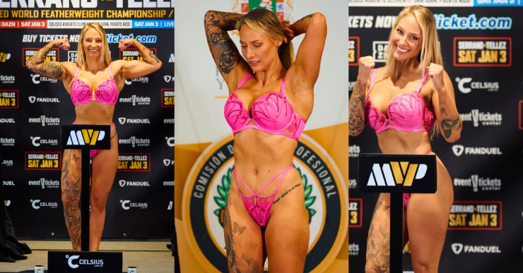 Nữ võ sĩ gặp sự cố với đồ lót, sắp thượng đài với "kiều nữ" boxing mặc bikini - 1