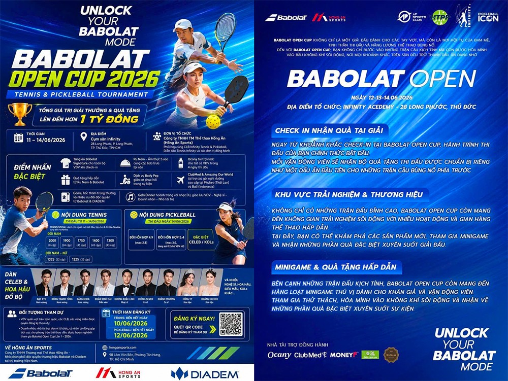 Babolat Open Cup 2026: Hấp dẫn giải đấu tennis và pickleball với tổng giải thưởng lên đến hơn 1 tỷ đồng - 1