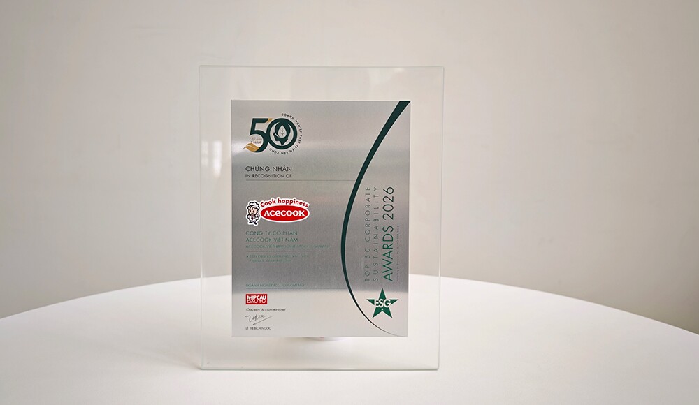 Acecook Việt Nam tiếp tục được vinh danh vào Top 50 Doanh nghiệp Phát triển Bền vững Tiêu biểu Việt Nam 2026 - 2