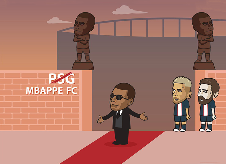 Ảnh chế: &#34;Chủ tịch&#34; Mbappe giận dỗi khiến Messi, Neymar phải run rẩy - 1