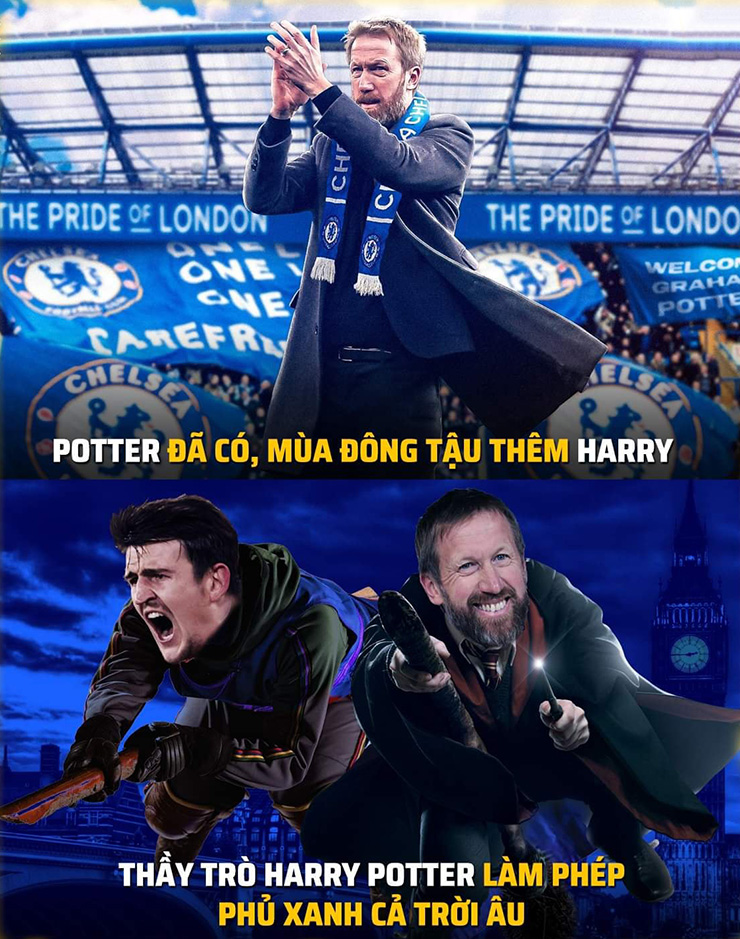 Ảnh chế: Fan Chelsea mơ có cặp đôi &#34;Harry Potter&#34; để phủ xanh trời Âu - 2