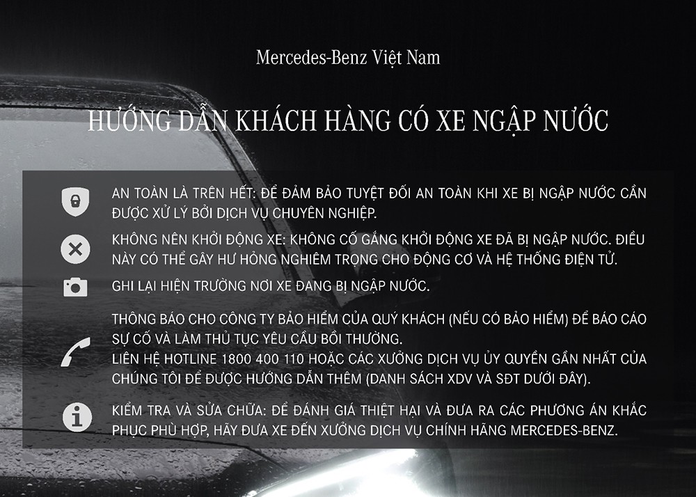 Mercedes-Benz Việt Nam mở rộng chương trình dịch vụ cho chủ xe ngập nước sau bão Yagi - 2