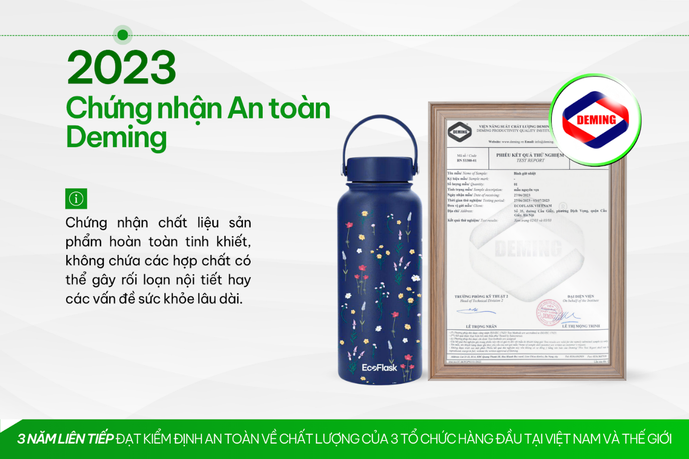 Bình giữ nhiệt Ecoflask 3 năm liên tiếp đạt chứng nhận an toàn cho sức khỏe từ các tổ chức kiểm định uy tín - 2