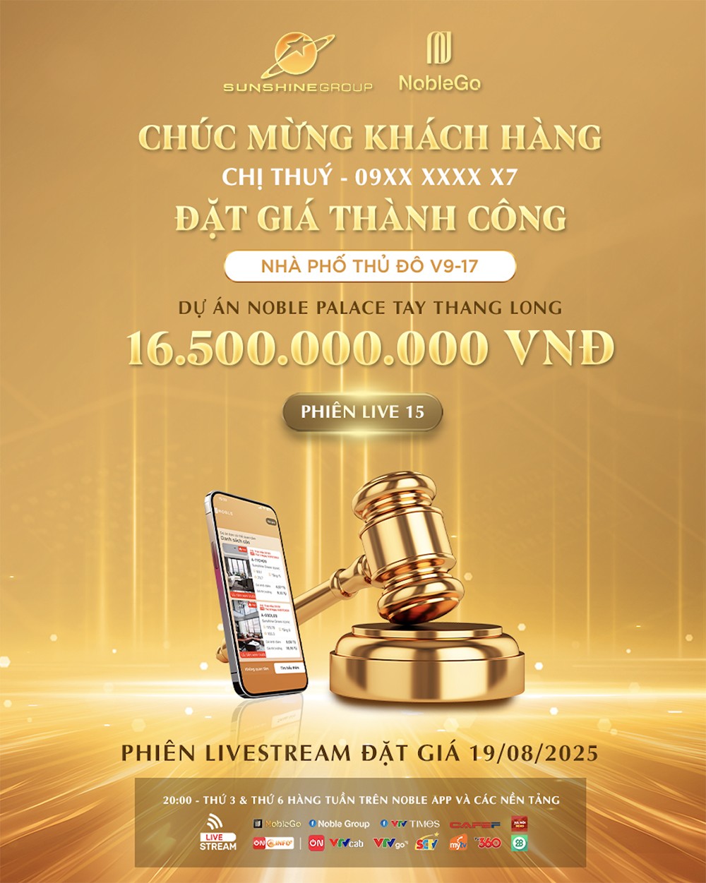 Soi dự án hàng hiệu khiến diễn viên Huỳnh Anh “phải lòng” ngay trên sóng livestream Sunshine Group 19/8 - 1