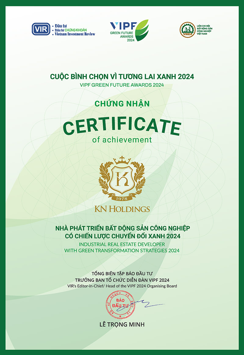 Tập đoàn KN Holdings được vinh danh “Nhà phát triển BĐS công ghiệp có chiến lược chuyển đổi xanh năm 2024” - 1