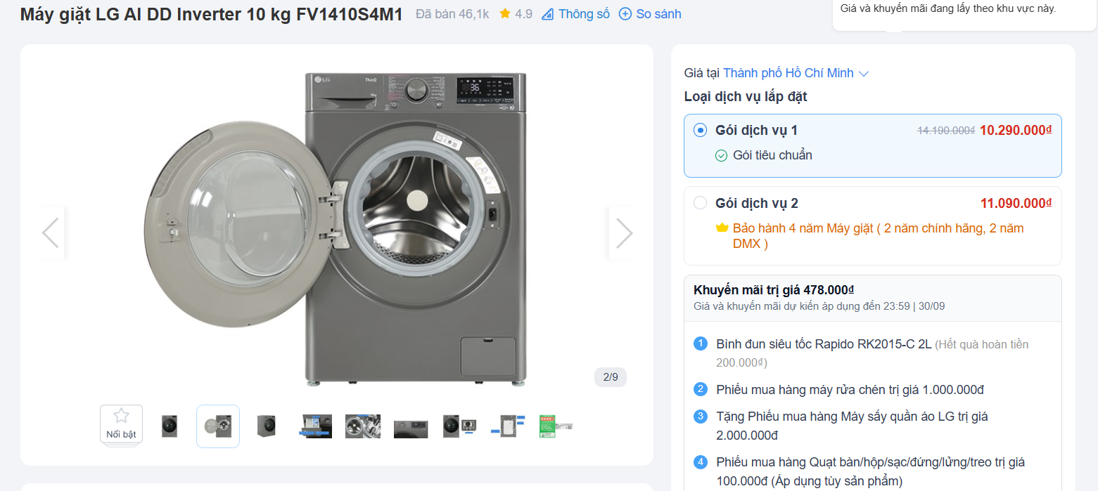 Giá máy giặt LG Inverter đầu tháng 9: Siêu giảm giá, lên tới 28 triệu đồng - 2