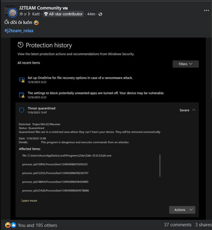 Xôn xao ứng dụng Zalo PC bị Windows Defender phát hiện chứa mã độc - 3