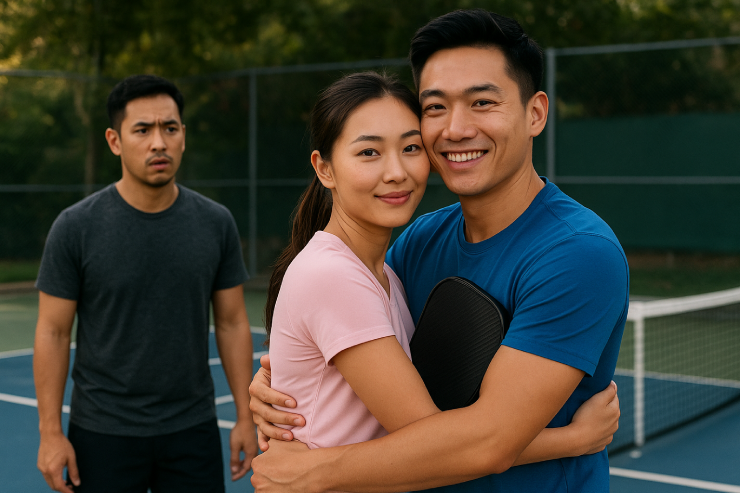 Chuyện nóng pickleball: Chồng "tăng xông" khi thấy vợ ôm nam VĐV đánh cặp - 1