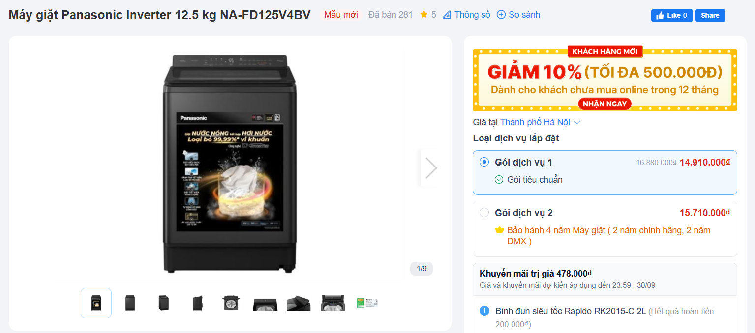 Giá máy giặt Panasonic Inverter tháng 9: Giảm tối đa 18 triệu đồng - 2