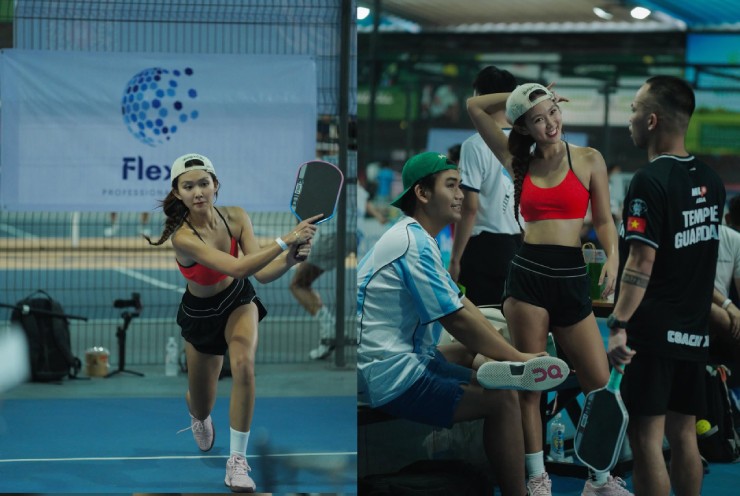 Hot-girl "vén váy" chơi pickleball hút triệu người xem: Mặc quần cũng vén cao - 2