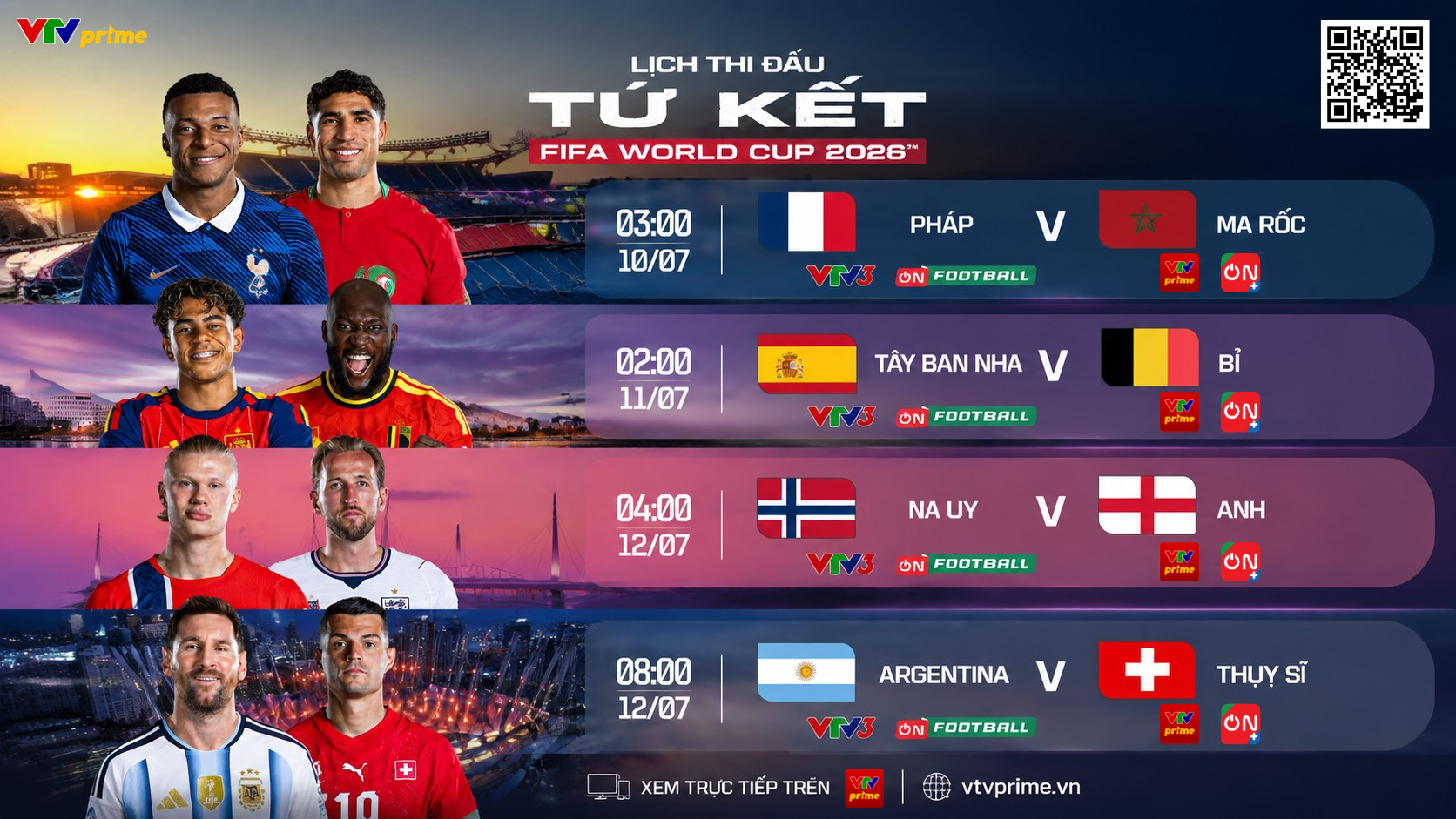 Sống trọn cảm xúc Tứ kết FIFA World Cup 2026™ cùng VTVprime: Khi mọi khoảnh khắc đỉnh cao đều nằm trong tầm tay - 1