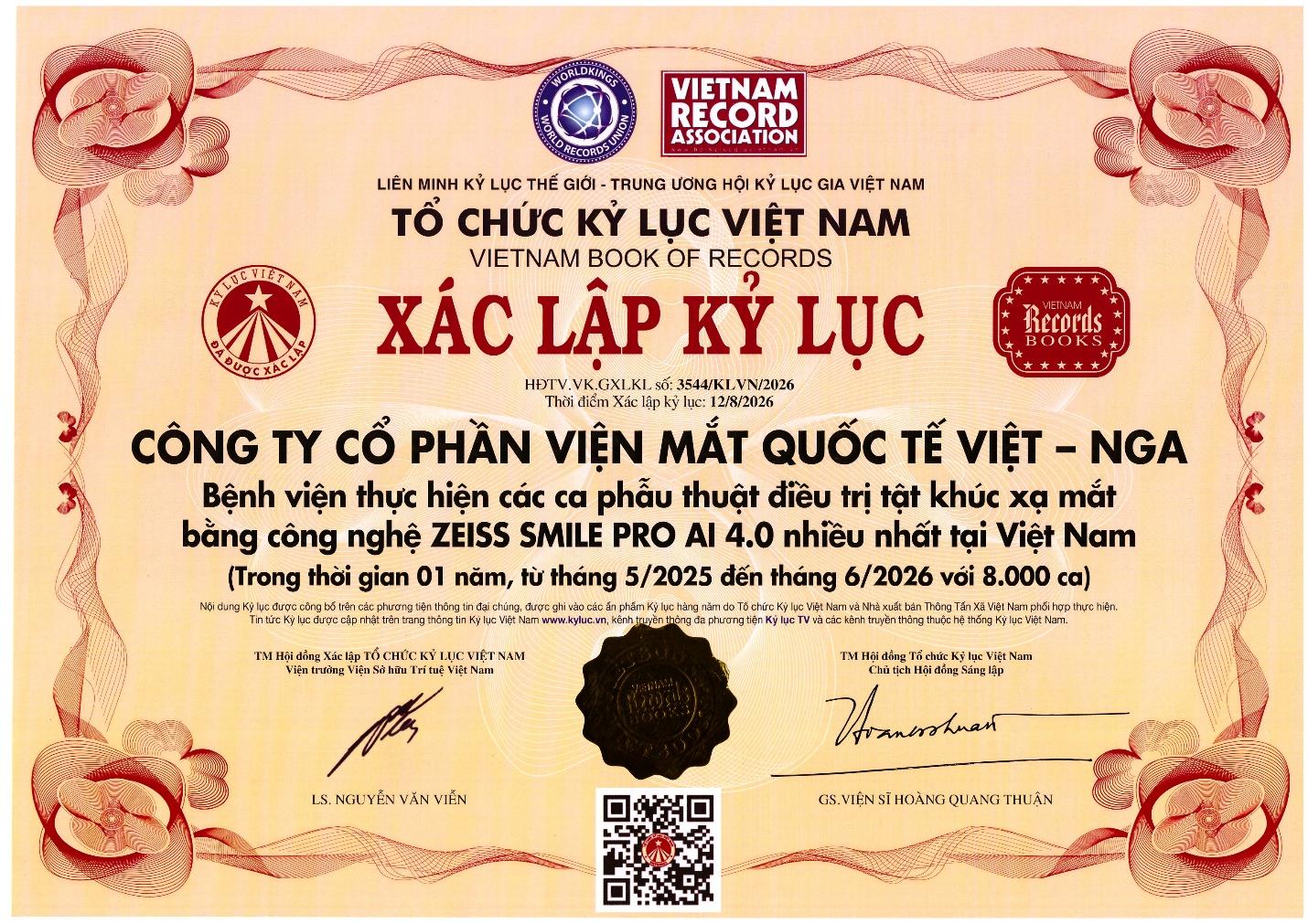 Mắt Việt – Nga xác lập Kỷ lục Việt Nam về phẫu thuật Premium SMILE Pro AI 4.0 - 2