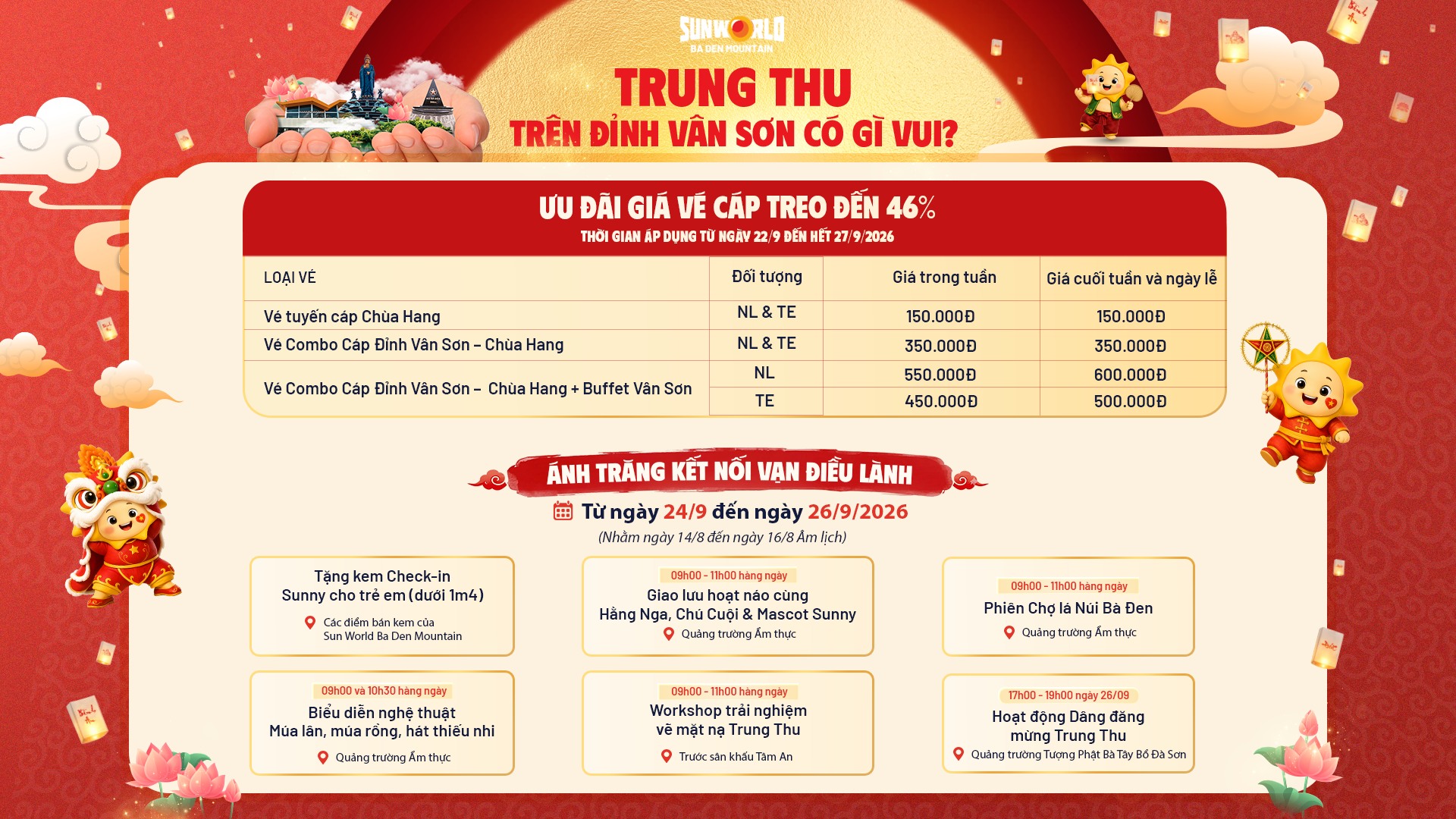 Đón trung thu, núi Bà Đen tổ chức liên tiếp 3 phiên chợ lá và ưu đãi giá vé đến 40% - 2