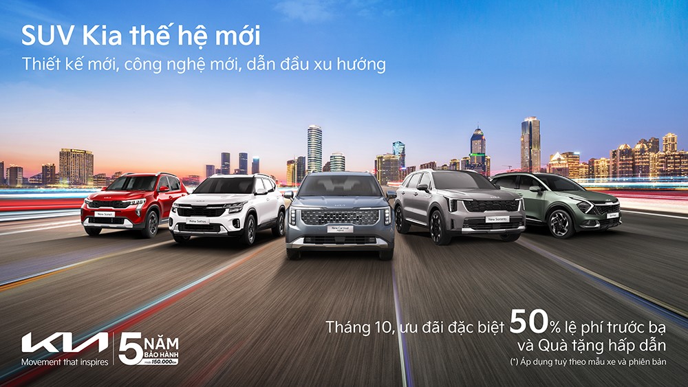 Tháng 10, Kia tăng cường giới thiệu xe mới, thêm tiện ích cao cấp và ưu đãi 50% lệ phí trước bạ cho nhiều mẫu xe - 1
