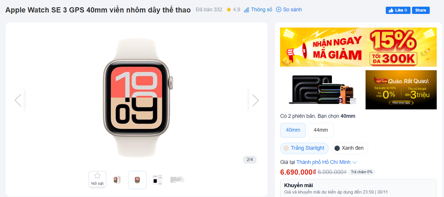 Giá đồng hồ Apple Watch tháng 11: Chỉ từ 5,49 triệu đồng - 2