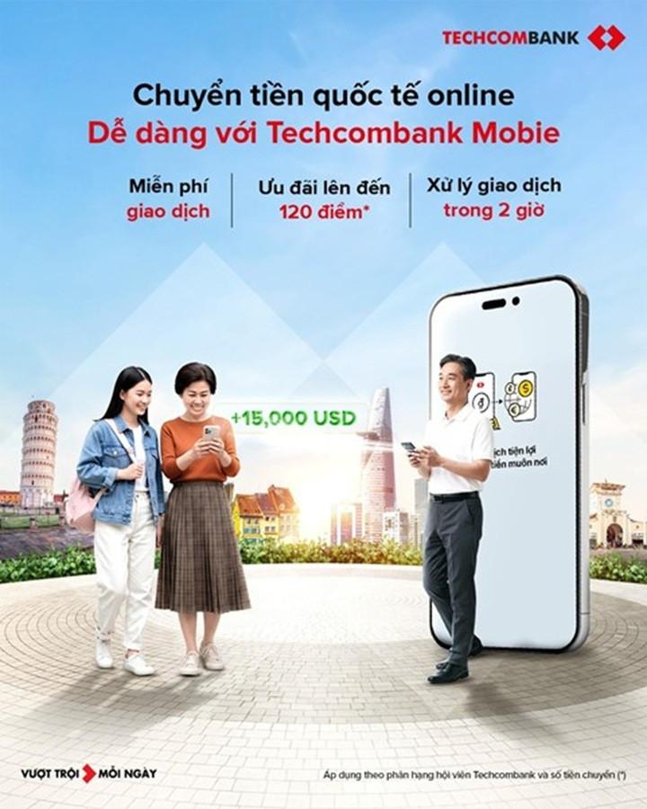 Chuyển tiền quốc tế trên Techcombank Mobile, nhận ngay ưu đãi tỷ giá đến 120 điểm - 1