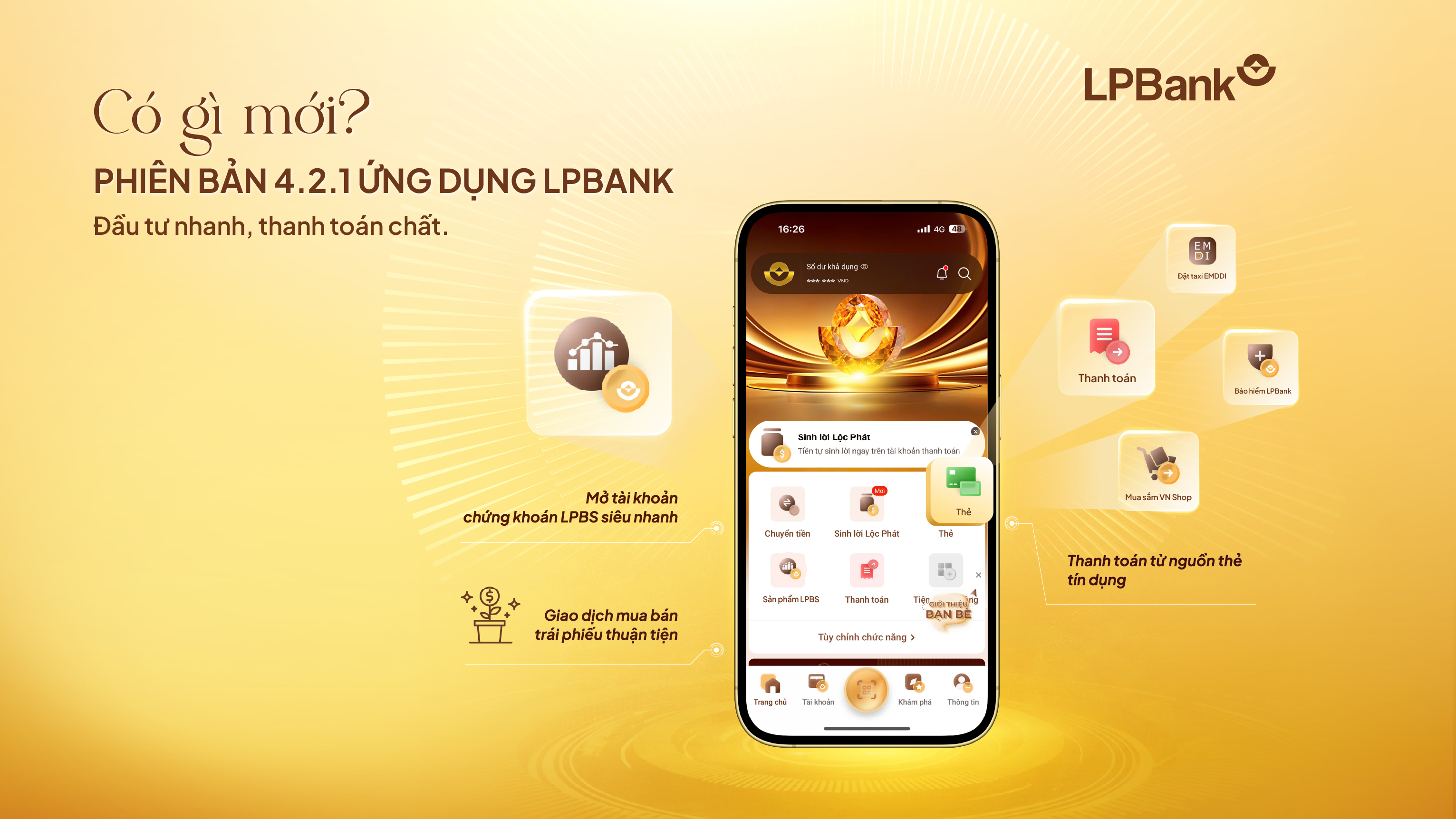 App LPBank nâng cấp phiên bản mới: Thanh toán học phí, mua sắm bằng thẻ tín dụng và đầu tư "một chạm" - 1