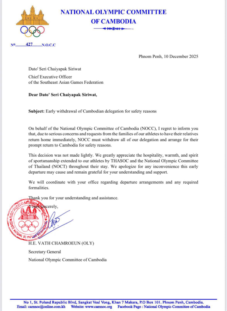 Đoàn Campuchia nói gì về việc bất ngờ rút khỏi SEA Games 33? - 2