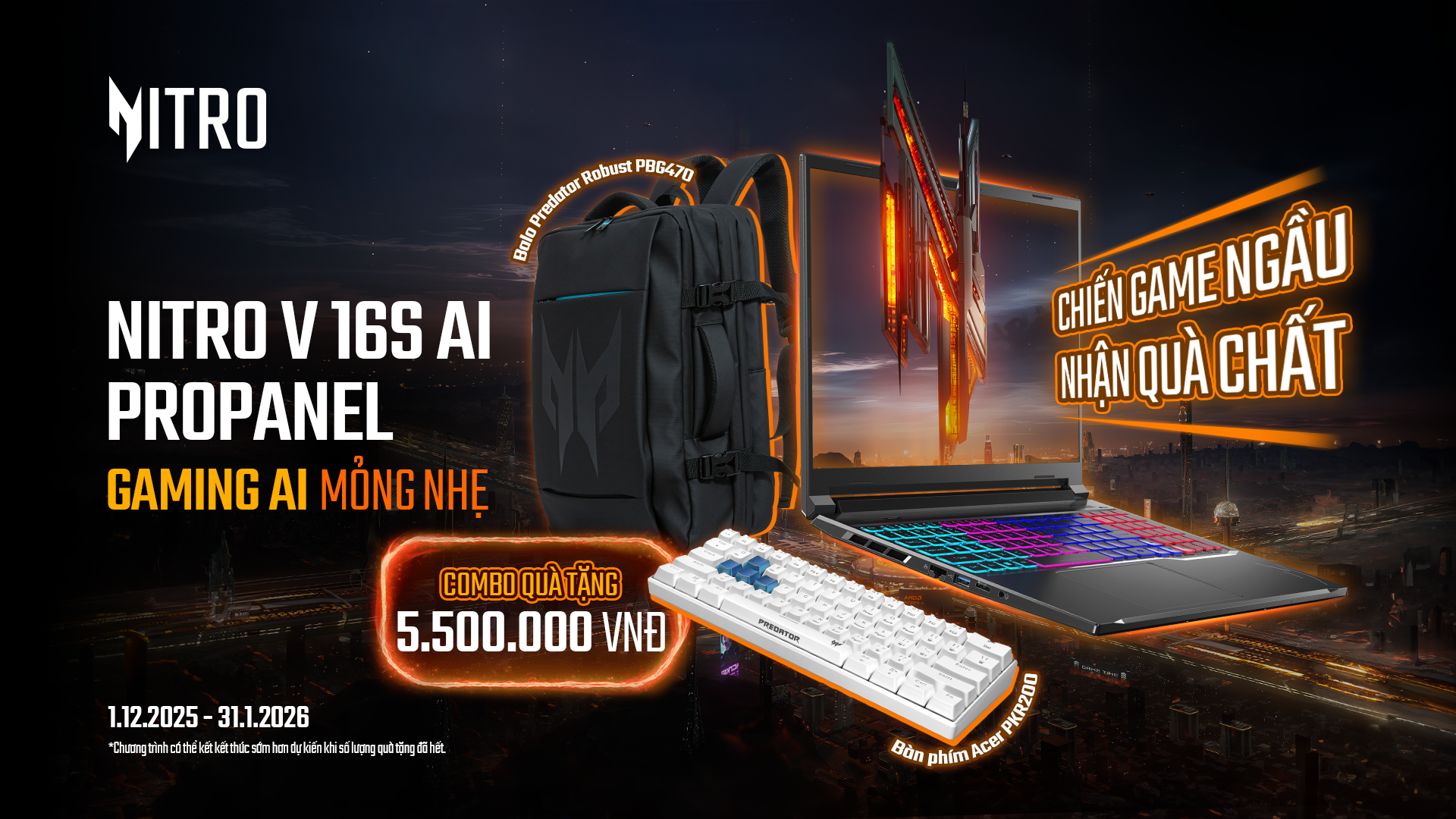 Nitro V 16S ProPanel: Laptop gaming mỏng nhẹ, mạnh mẽ với Ryzen AI và RTX 50 Series - 4