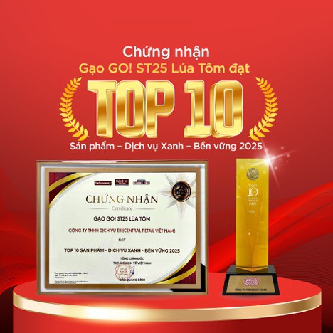 Gạo GO! ST25 lúa tôm lọt top 10 sản phẩm - Dịch vụ Xanh - Bền vững 2025 - 3