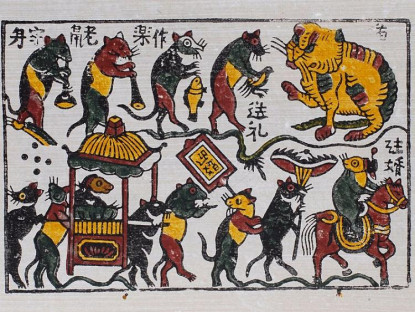 Mỹ thuật - Hình ảnh con mèo và đàn chuột trong tranh Đông Hồ