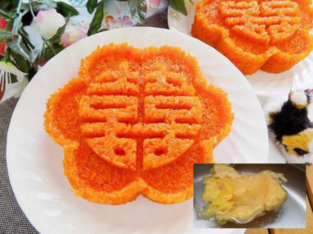 Tết nấu xôi gấc cứ thêm thứ này của con gà, hạt nếp căng bóng, dẻo thơm ...