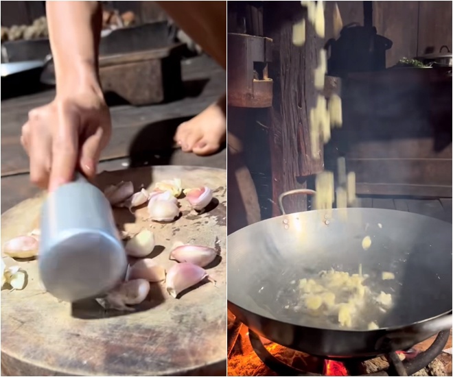 "Hoa hậu nghèo nhất Việt Nam" đội mẹt rau muống lên đầu về làm món dân dã, ước có tô cơm nóng "ngồi bốc ăn" - 4