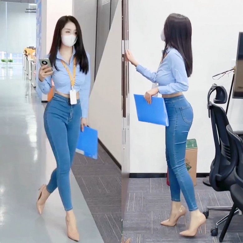 Quyến rũ với đồ công sở ở nơi làm việc, người đẹp này hút 4 triệu lượt xem - 1