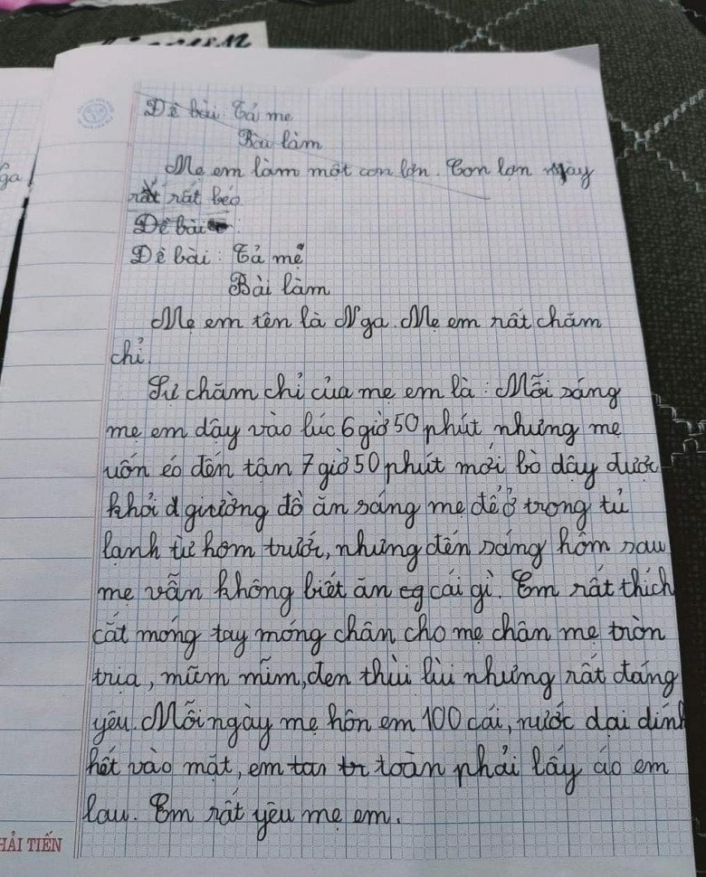 Bài văn tiểu học tả mẹ "uốn éo trên giường" khiến ai cũng gật gù: Trẻ con không biết nói dối - 1