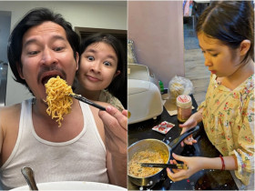 Con gái có gương mặt hài hước của Huy Khánh nấu ăn cho bố, cái kết "lật mặt" gây ngỡ ngàng