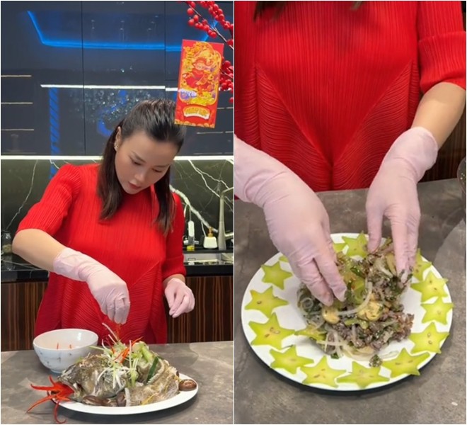 Bà bầu Phương Oanh khoe toàn món ngày Tết sang chảnh, Shark Bình lại thích cơm rau dưa đơn giản thế này - 1