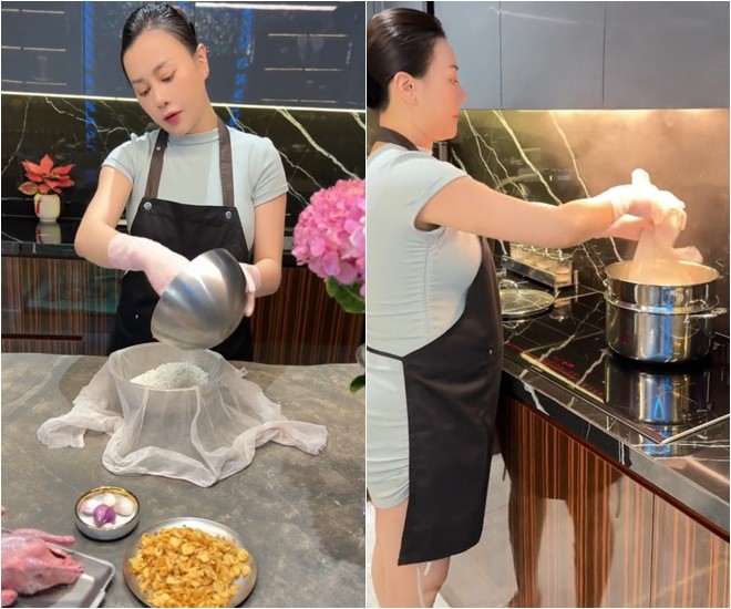 Phương Oanh nấu xôi chim đặc sản Hà Nam quê mình, Shark Bình bê cả lên giường ăn - 3