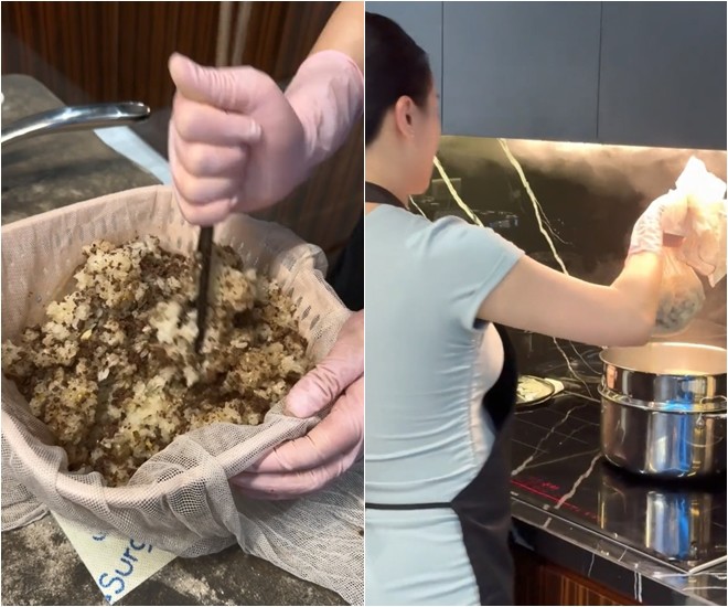 Phương Oanh nấu xôi chim đặc sản Hà Nam quê mình, Shark Bình bê cả lên giường ăn - 9
