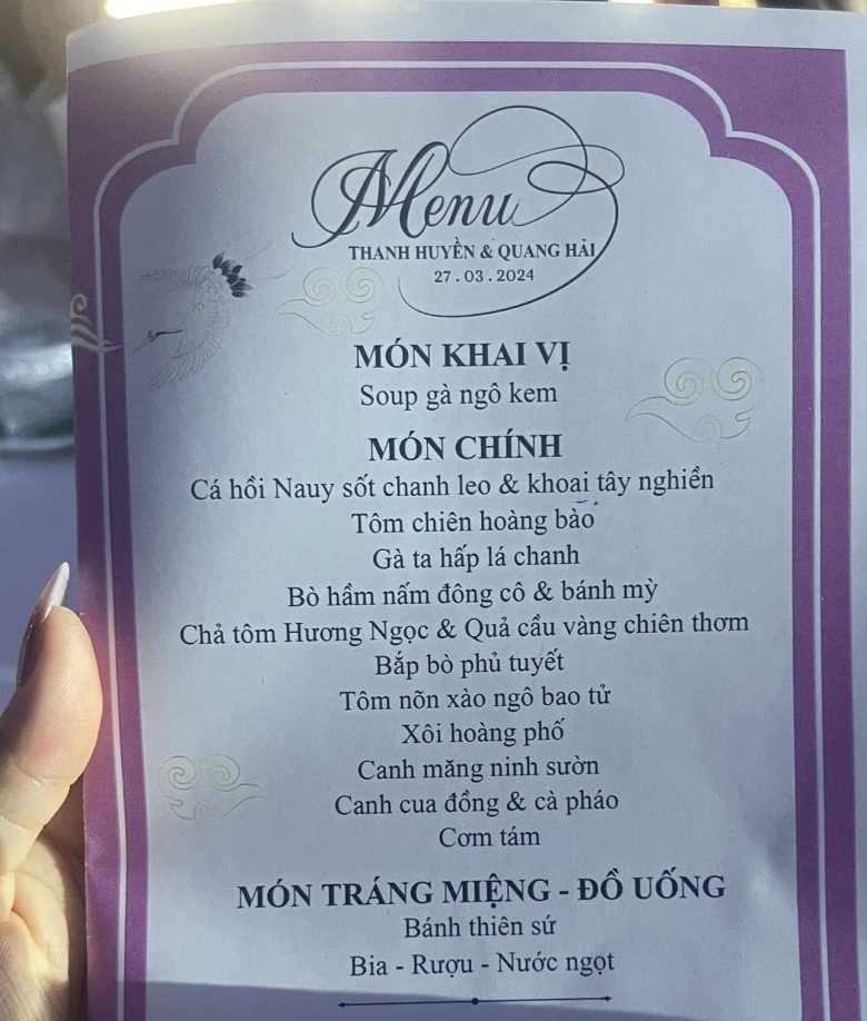 Bất ngờ thực đơn cưới Quang Hải - Chu Thanh Huyền ở nhà gái: Sang trọng nhưng có món chân quê - 1