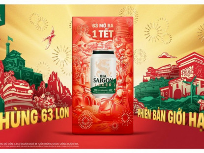 Thông tin doanh nghiệp - Bia Saigon Lager phiên bản giới hạn Tết 2025 - 63 mở ra 1 Tết