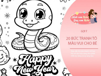 Gia đình - Gợi ý cho bé 20 bức tranh tô màu HAPPY NEW YEAR ý nghĩa