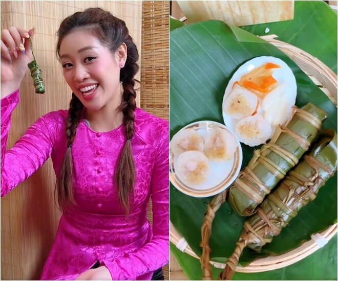 &#34;Hoa hậu nhà trăm tỷ&#34; và dàn sao nô nức gói bánh: Bánh của Đoàn Di Băng - Khánh Vân sao lạ lắm - 10