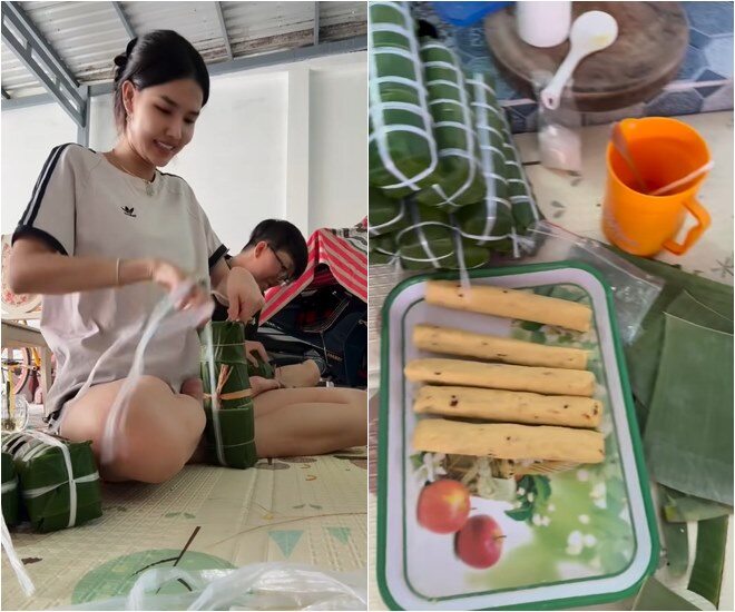 &#34;Hoa hậu nhà trăm tỷ&#34; và dàn sao nô nức gói bánh: Bánh của Đoàn Di Băng - Khánh Vân sao lạ lắm - 19