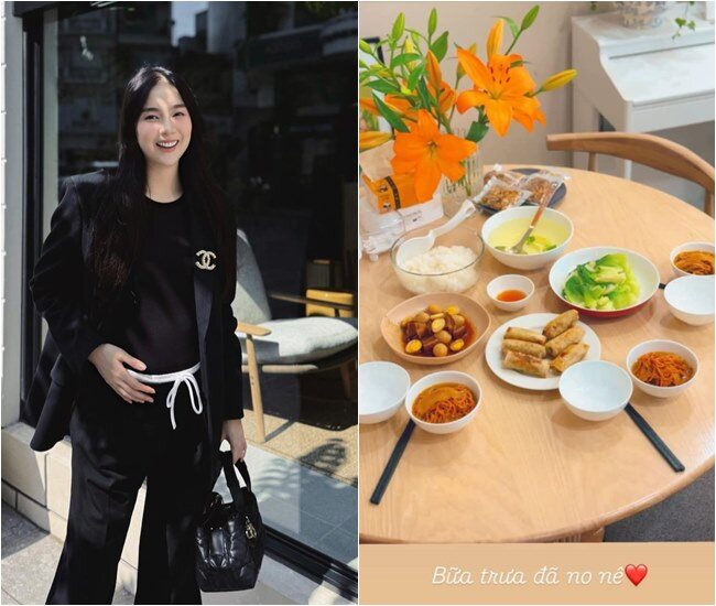 MC Mai Ngọc mang bầu được mẹ ruột bồi bổ tận giường, giúp việc nấu nhiều bữa ăn ngon - 1