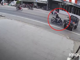 Clip: Phóng xe như tên bắn, thanh niên nằm gọn trong thùng ô tô