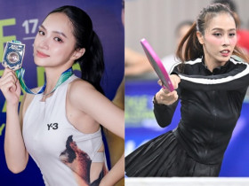 Hoa hậu Hương Giang cùng Lý Hoàng Nam gây ấn tượng giải pickleball toàn sao