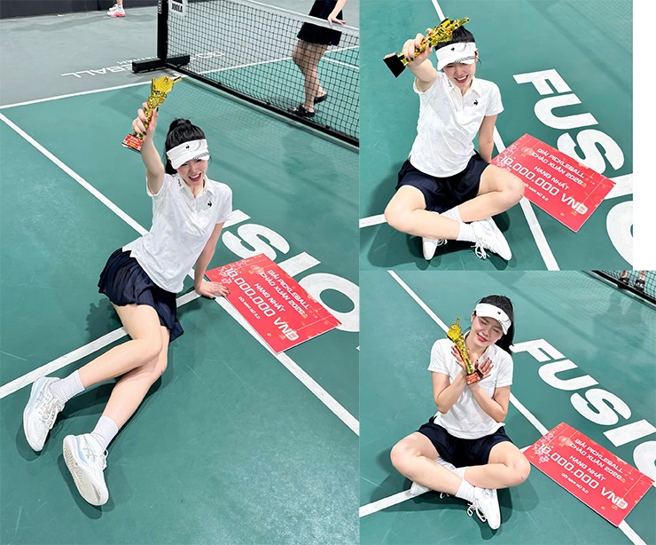Hot girl pickleball Cao Quyên khoe cúp, Kiều Trinh thức đêm cổ vũ U23 VN vẫn có danh hiệu - 1